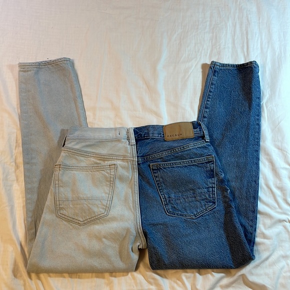 PacSun Two-toned Denim Slim Taper Jeans Colorblock Light and Dark Wash - Picture 4 of 5
